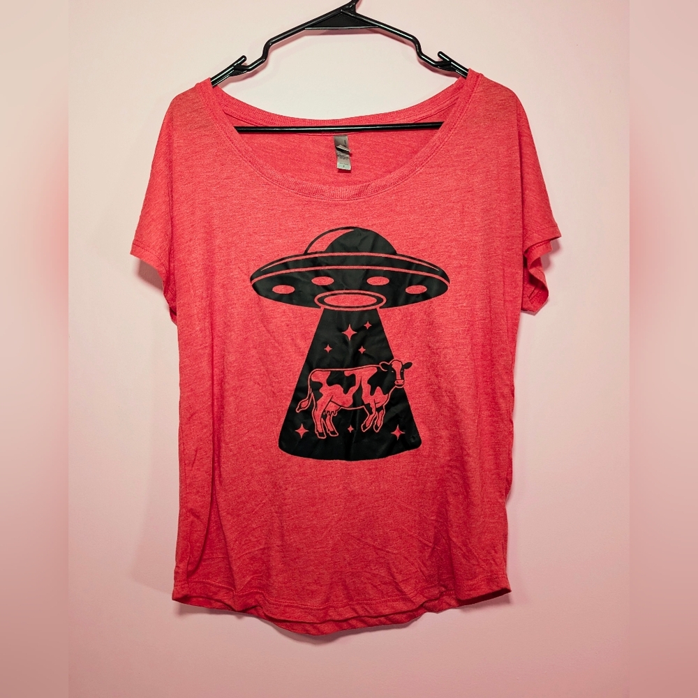 Cow UFO Alien Abduction Graphic T-Shirt